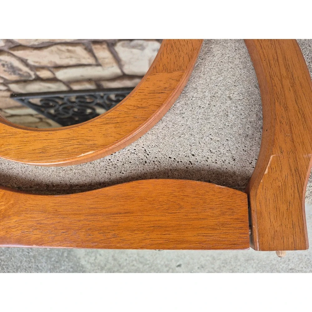 Vintage Oval Wood Vanity Mirror Tilt Adjustable Dresser Farmhouse Decor